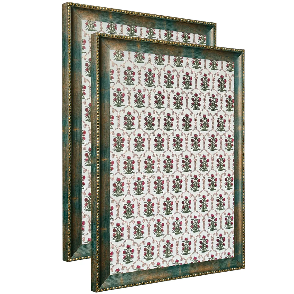 Traditional Floral Pattern Wall Painting With Frame - Set Of Two media 8