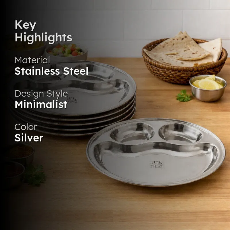 Platira Stainless Steel Dinner Plate - Set Of Six media 2