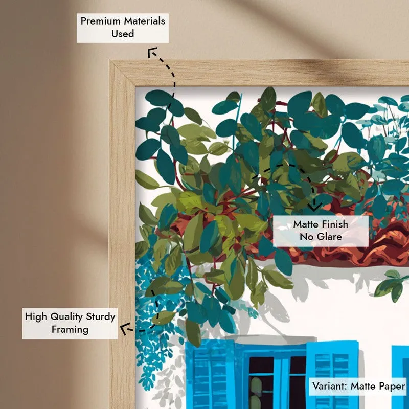 Floravista Botanical Blue Cottage Canvas Wall Painting With Brown Frame media 9