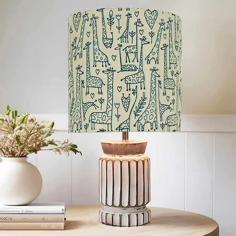 Regent Carved Fabric Table Lamp - Beige,White media 2