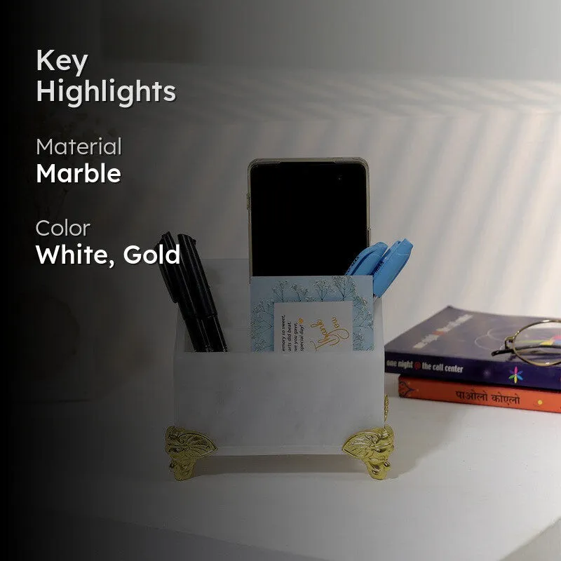 WorkZen Marble Desk Organizer - White media 2