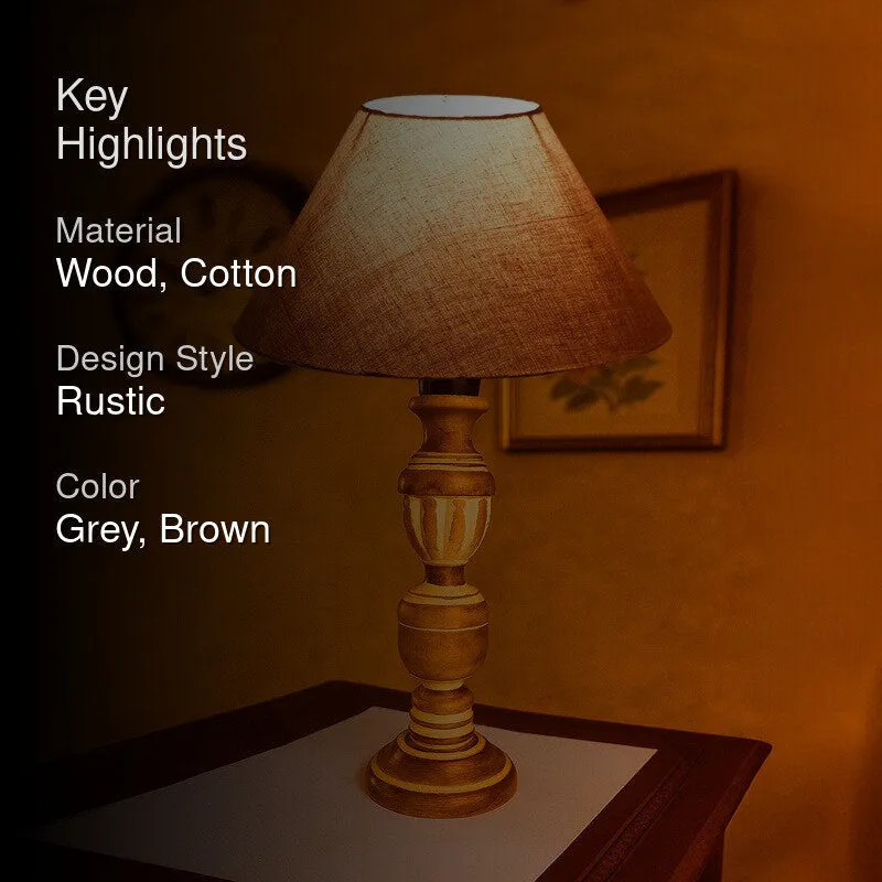 Zenrae Vire Wooden Table Lamp - Grey media 2