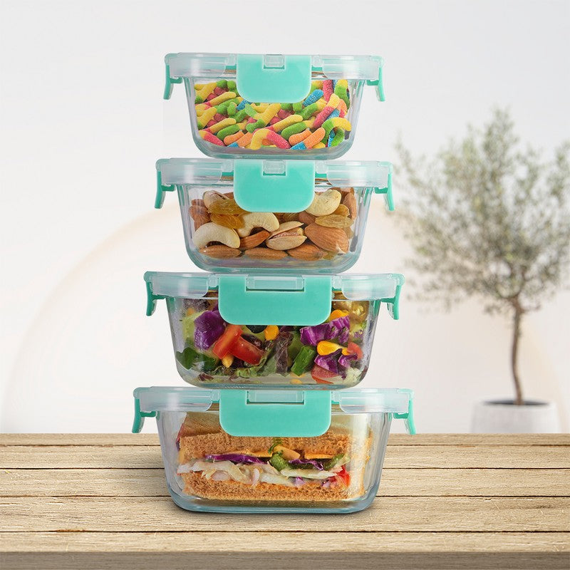 Chomzy Leak Proof Glass Lunch Box - Set of Four media 3