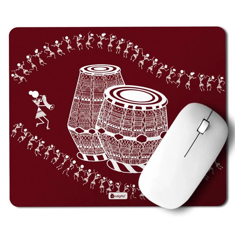 Warli Tabla Mouse Pad - Red media 5