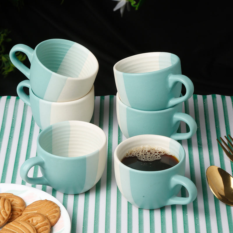 Jade Ceramic Tea Cup (180 mL Each) - Set Of Six