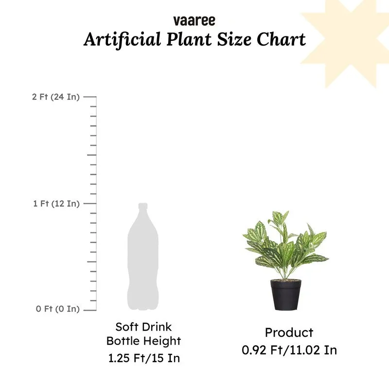 Watermelon Pilea Artificial Plant With Black Fiber Pot - 0.9 Feet media 7