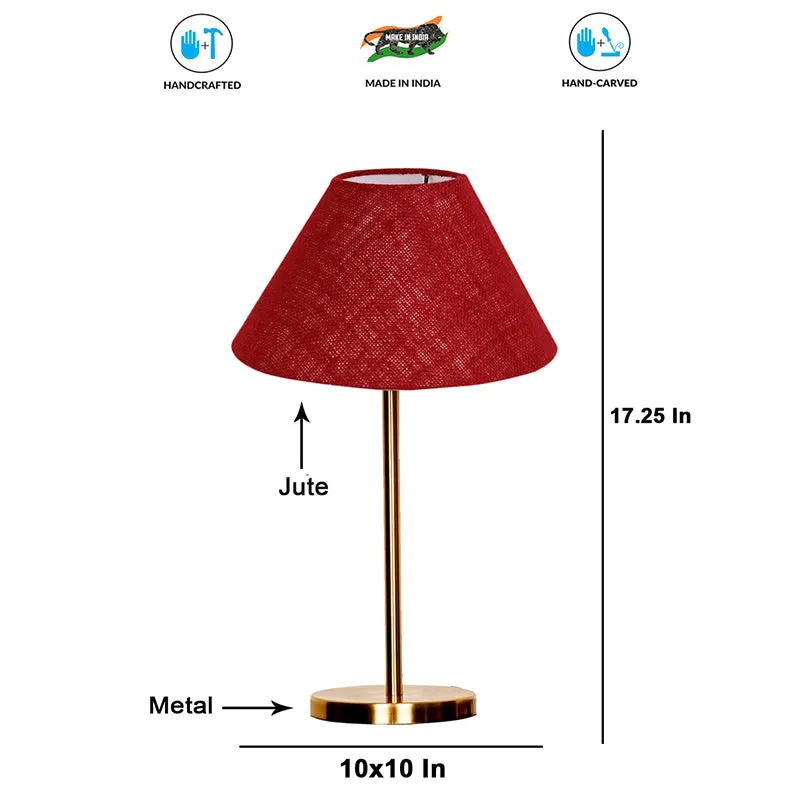 Loft Gleam Jute & Metal Table Lamp (Empire) - Maroon,Gold media 4
