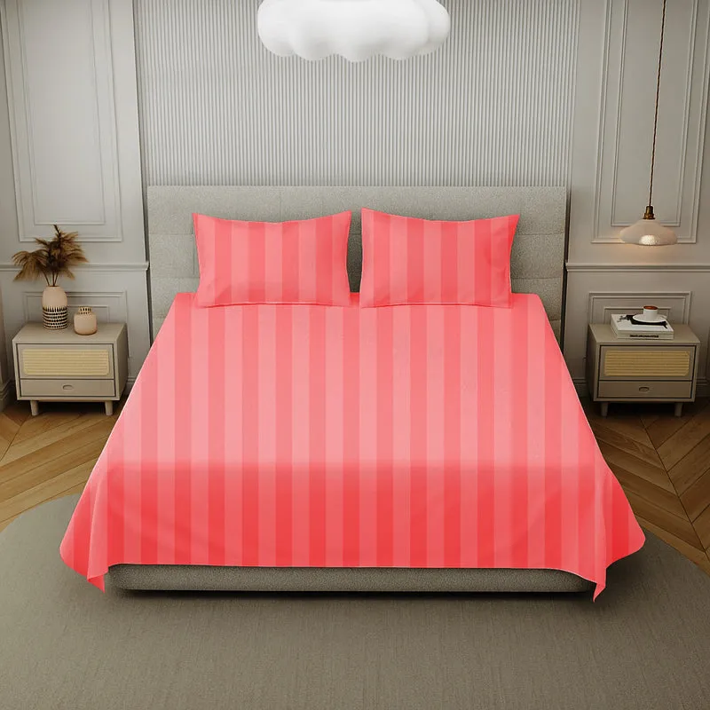 Elegance Striped Cotton Bedsheet (Maroon) - 210 TC media 4