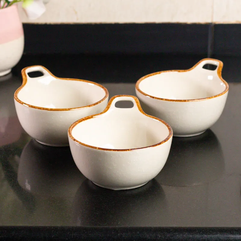 Rustic Edge Serving Bowl with Handle(300 mL) - Set Of Three media 3