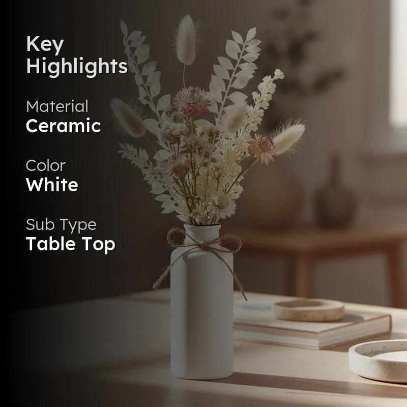 Solvia Minimal Cylindrical Ceramic Vase - White media 2