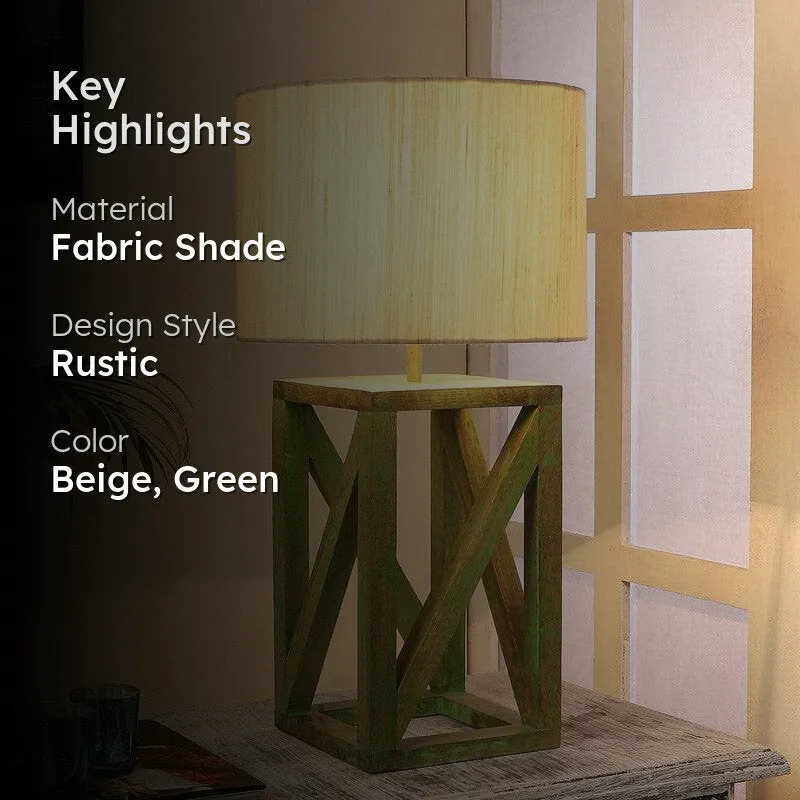 Budane Criss Cross Fabric Table Lamp - Beige,Green media 2