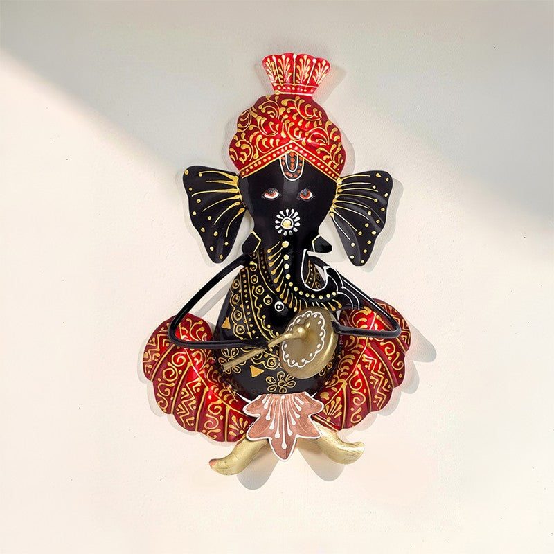 Ganesh Handcrafted Iron Wall Accent - Red