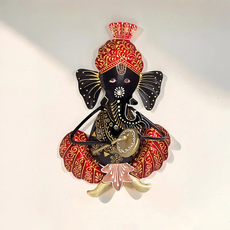 Ganesh Handcrafted Iron Wall Accent - Red media 1