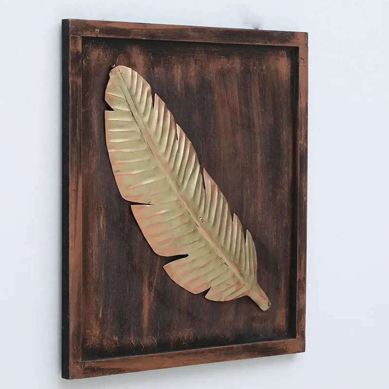 Solitary Feather Iron Wall Accent With Wooden Frame media 4