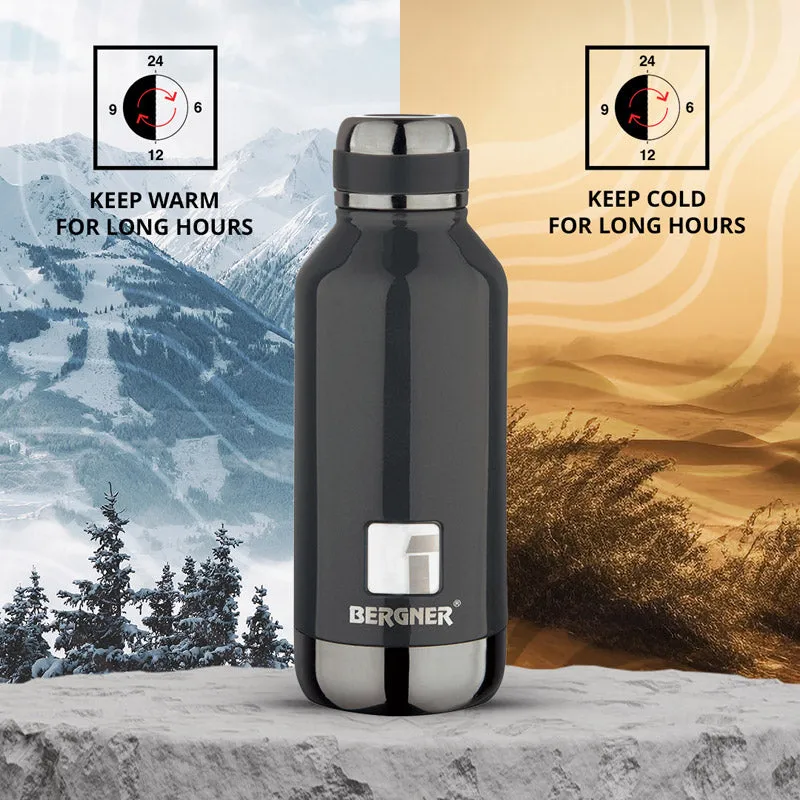 Bergner Walking Hydria Thermosteel Hot And Cold Flask (Black) - 500 mL media 3