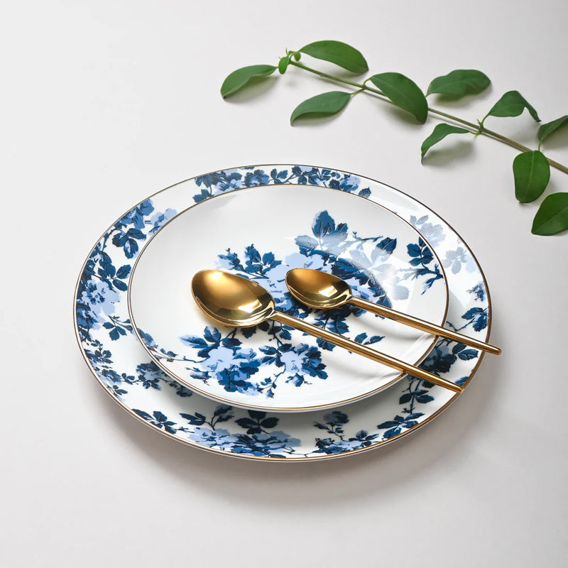 Zeneta Leaves 24k Gold Brushed Porcelain Dinner Set - 21 Piece Set media 3
