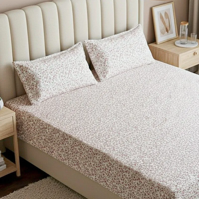 Anvisha Floral Cotton Bedsheet (Peach) - 180 TC media 3