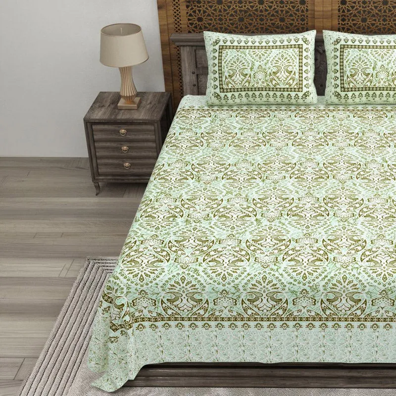 Craftar Cotton Bedsheet (Green) - 240 TC media 3