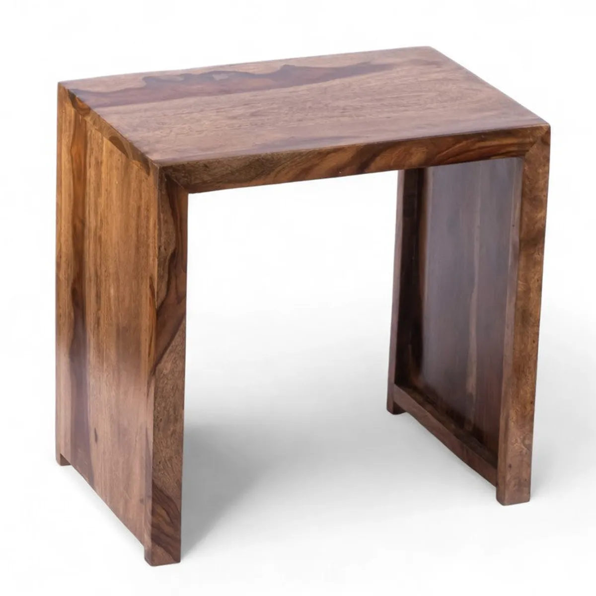 Single rectangular Sheesham wood side table in brown finish