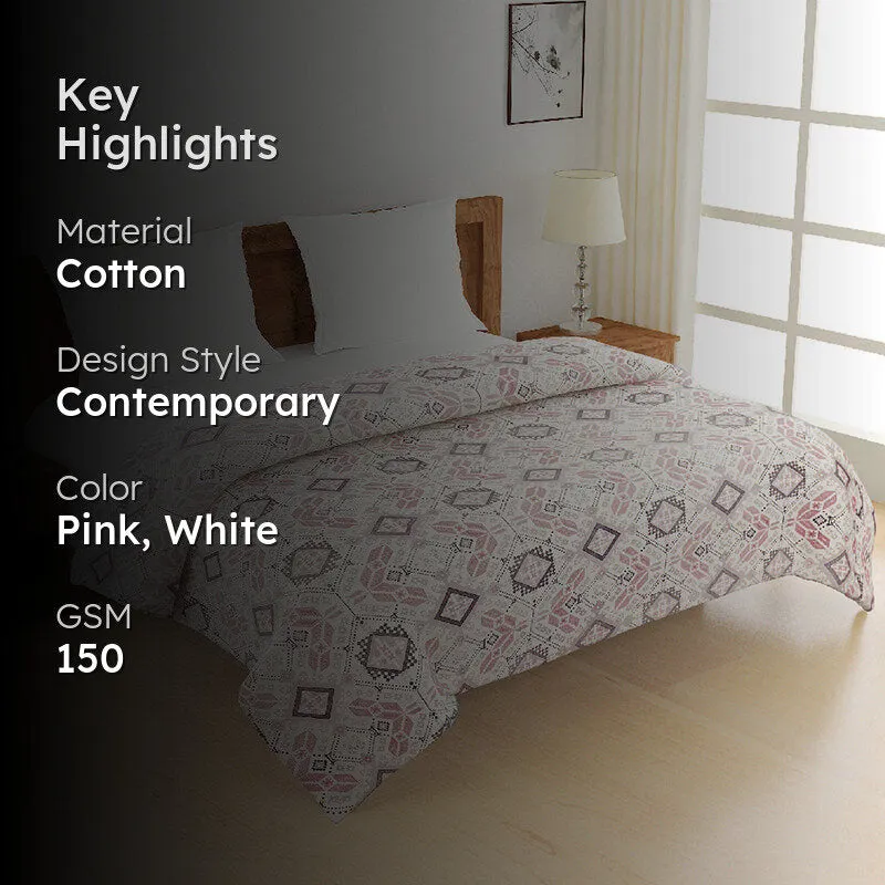 Swayam Alyona Cotton Comforter (Pink) - 150 GSM media 2