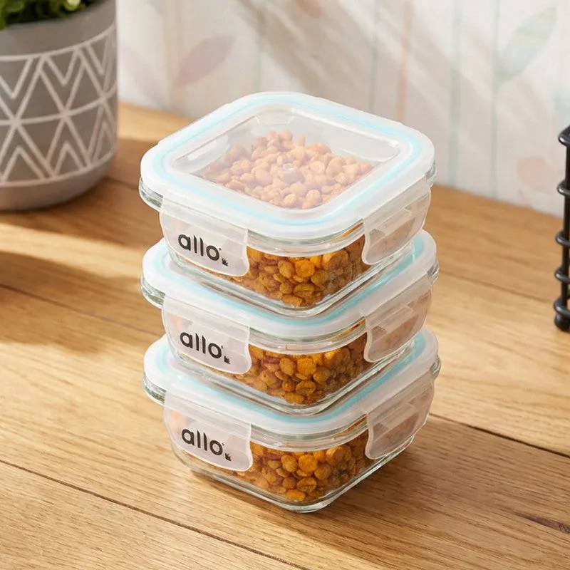 Oliva Square Glass Storage Container (320 ML) - Set Of Three media 3