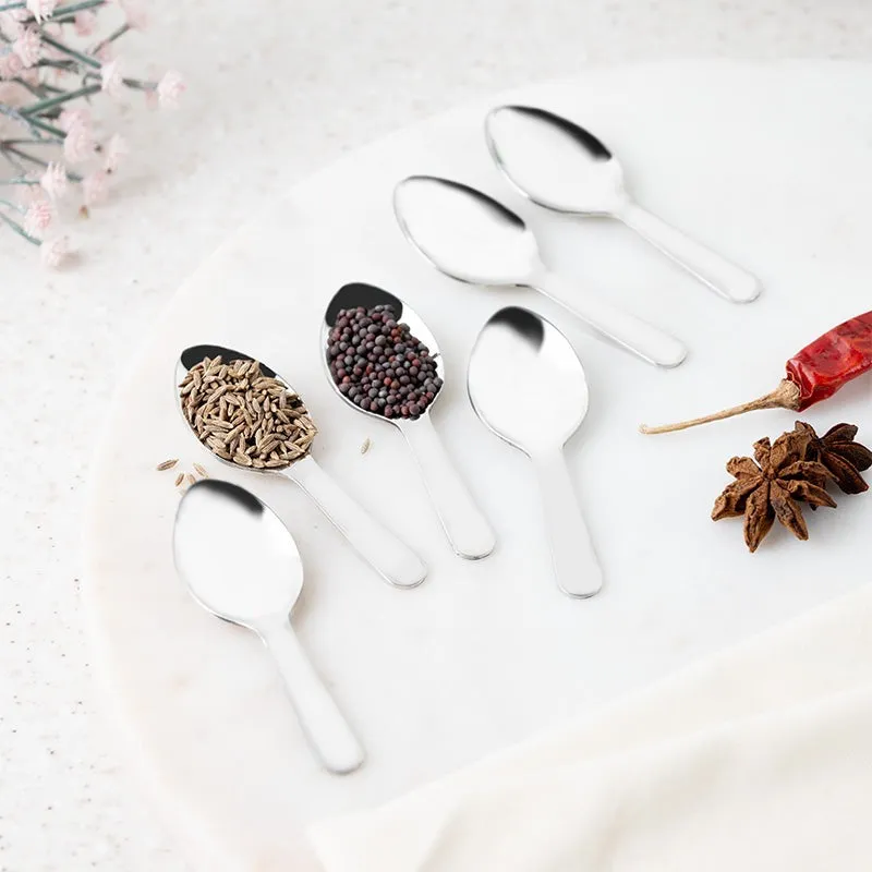 Premium Stainless Steel Masala Spoon Set - Set of Six media 1