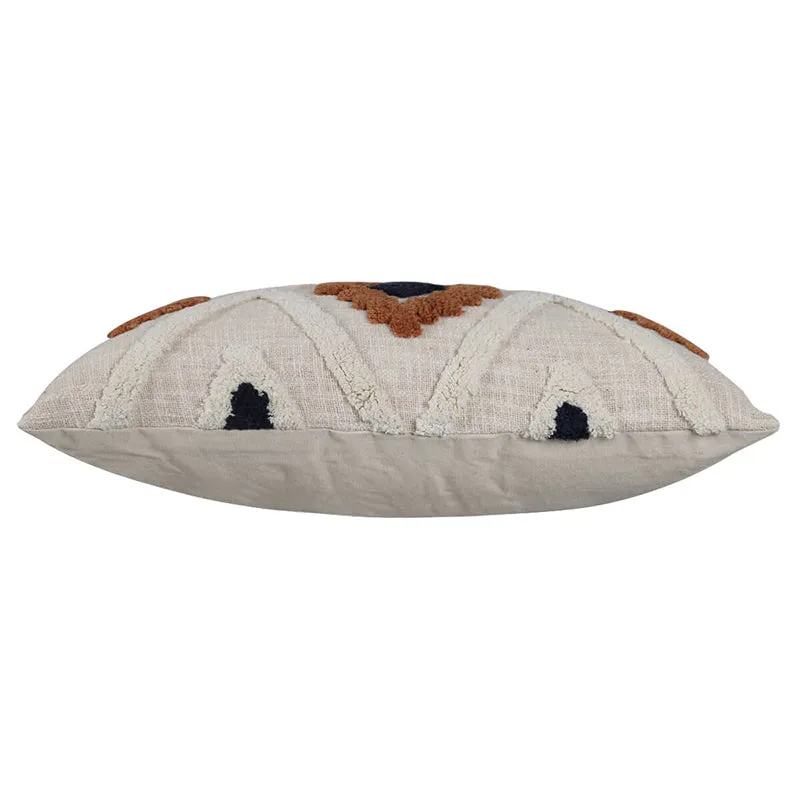 India Circus Terra SpadesTufted Cotton Cushion Cover (White & Brown)- Set Of Two media 6