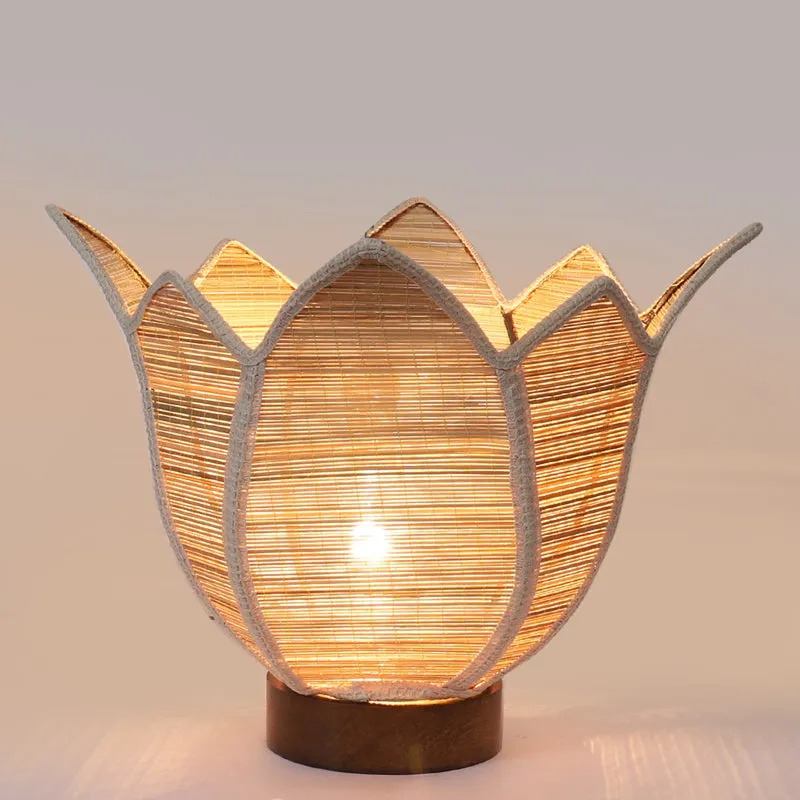 Glowen Bamboo Petal Curve Table Lamp - Beige media 4
