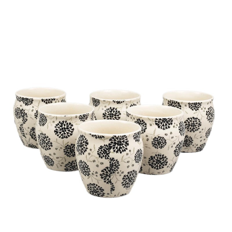 Black Mandala Pattern Stoneware Kulhad(190 ml) - Set Of Six media 4