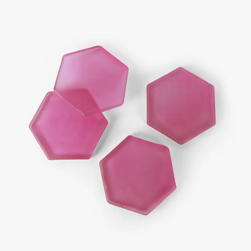 Glossy Hexa Glass Coaster (Pink) - Set Of Four media 5