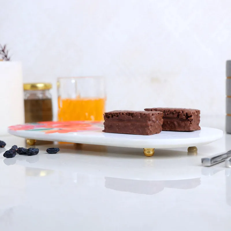 White Printed (Marble,Brass) Marble Platter media 3