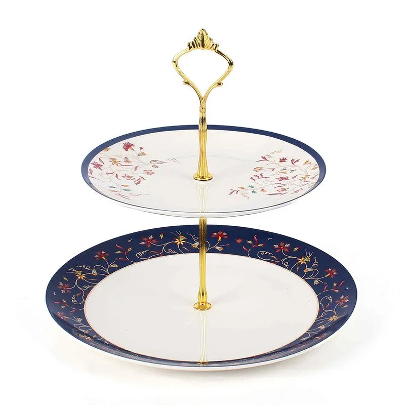 PetalGrace Tiered Cake Stand - White,Blue media 6