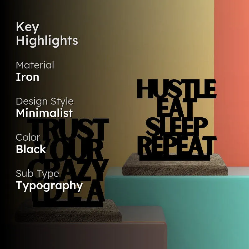 Crazy Hustle Momentum Typography Showpiece - Set Of Two media 2