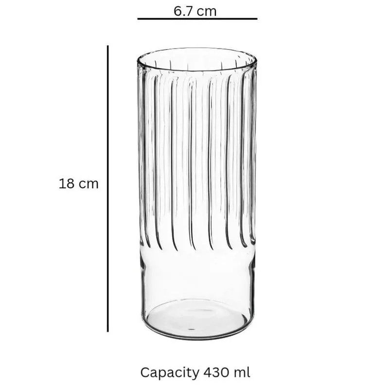 Elegant Borosilicate Glass Set (Ribbed Design,) - Set Of Two media 6