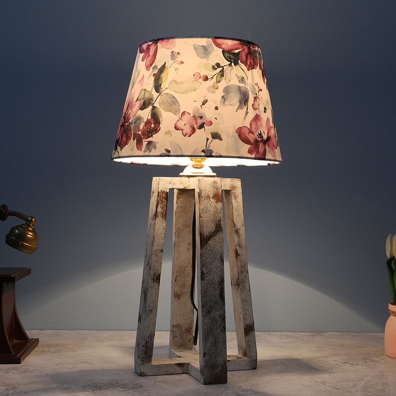 Lumikko Prism Printed Mango Wood Table Lamp - Multicolor