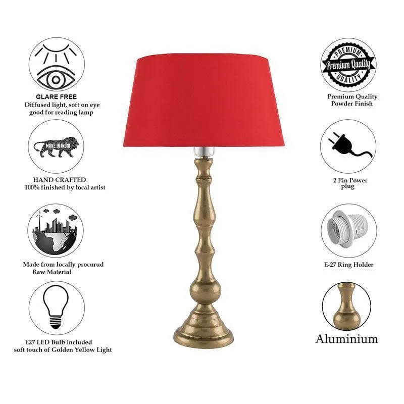 Graceful Gleam Gold Fabric Table Lamp - Gold,Red media 6