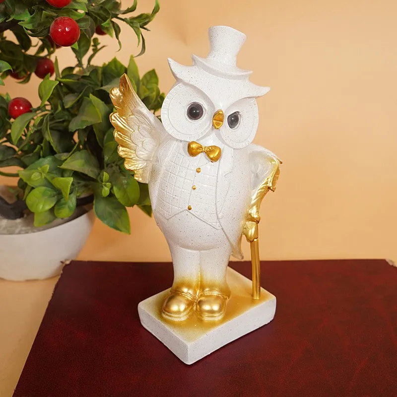 Charming White Owl Resin Showpiece media 3