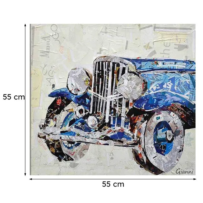 Blue Vintage Car Canvas Wall Art media 5