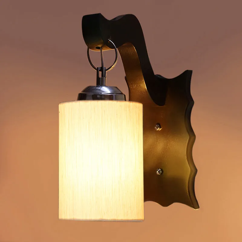 Delphi Fabric & Wooden Wall Lamp - White media 5