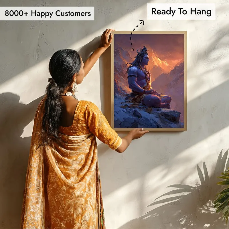 Mahadev in Deep Trance I Archival Paper Wall Art - Natural Brown Frame media 7