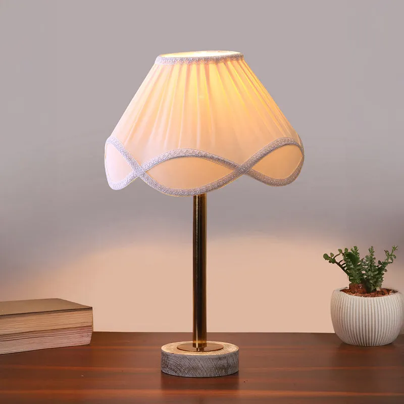 Valencia Rodin Wooden Table Lamp - White,Gold,White media 2