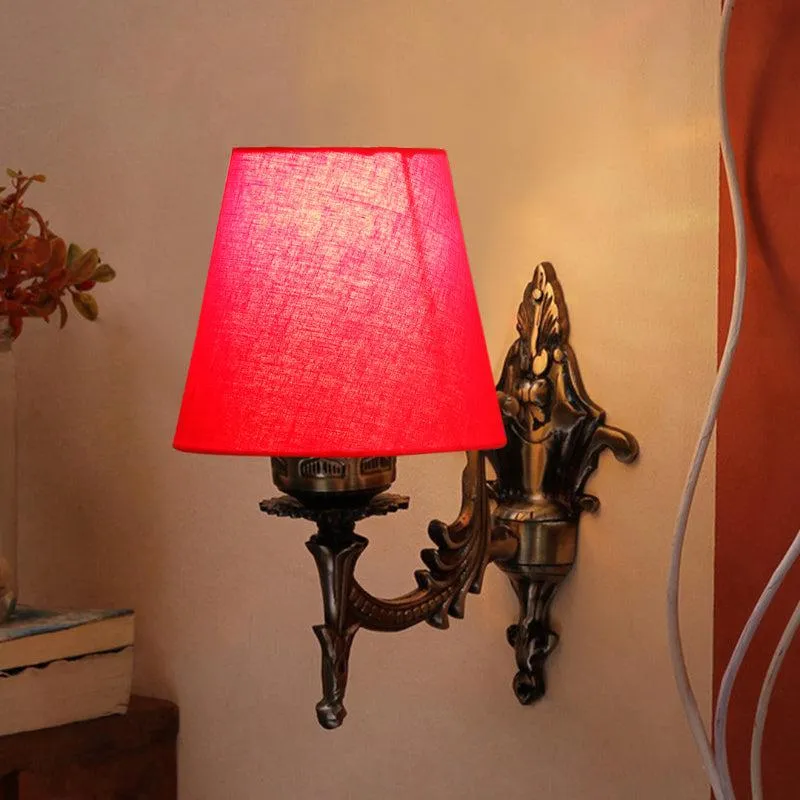 Vista Edrel Conical Fabric & Metal Wall Lamp - Red media 1