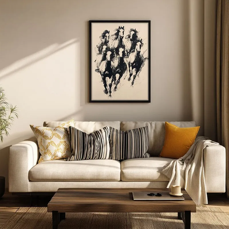 Wild Horses Wall Painting With Black Frame media 3