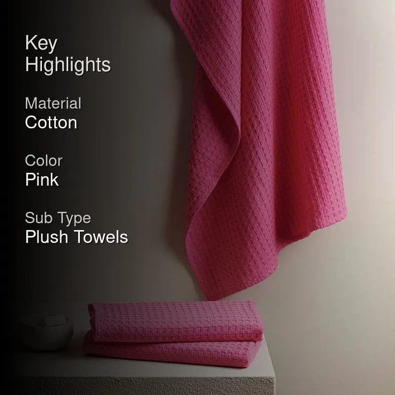 Haimi Textured Waffle Towel Combo (Pink) - Four Piece Set media 2