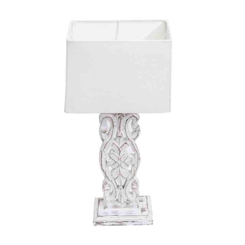 Meraki Carved Fabric Table Lamp - White media 3