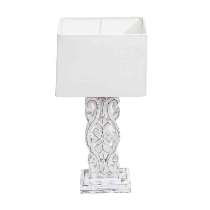 Meraki Carved Fabric Table Lamp - White media 3
