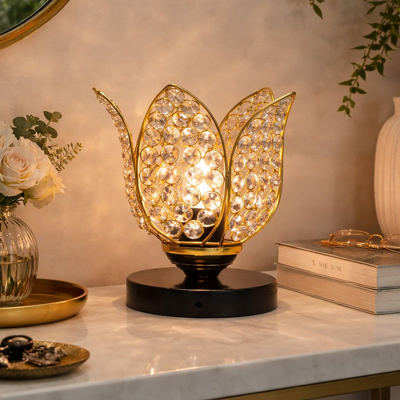 Floral Culture Metal Table Lamp - Gold,Black