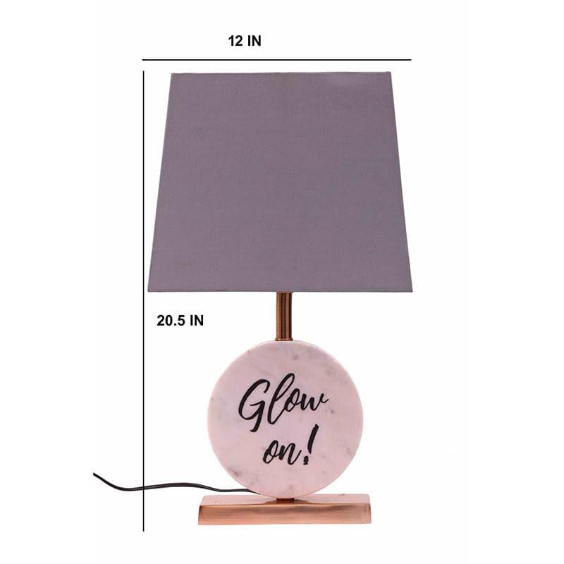Glow On Marble & Copper Base Fabric Table Lamp - Grey,White media 5