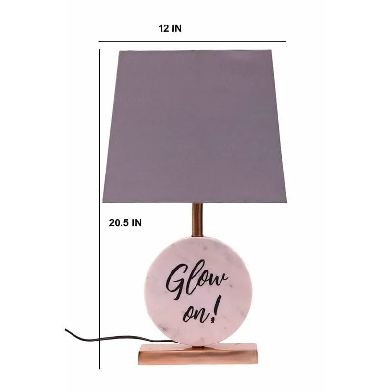 Glow On Marble & Copper Base Fabric Table Lamp - Grey,White media 5
