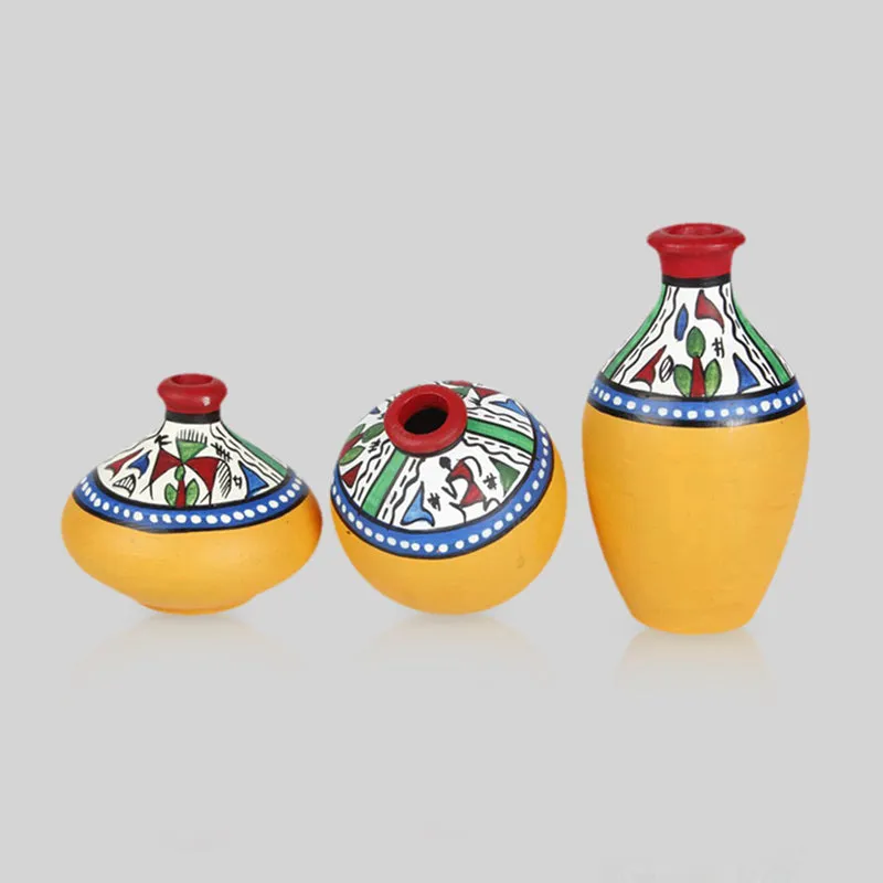 Dharthi Handpainted Terracotta Vase - Three Piece Set media 3